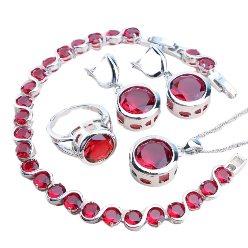 NEW SIM gemstone silver plated earrings, bracelet & ring, choice of colours