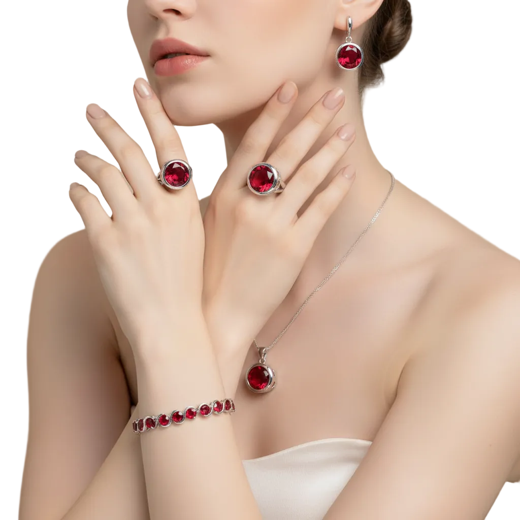 NEW SIM gemstone silver plated earrings, bracelet & ring, choice of colours
