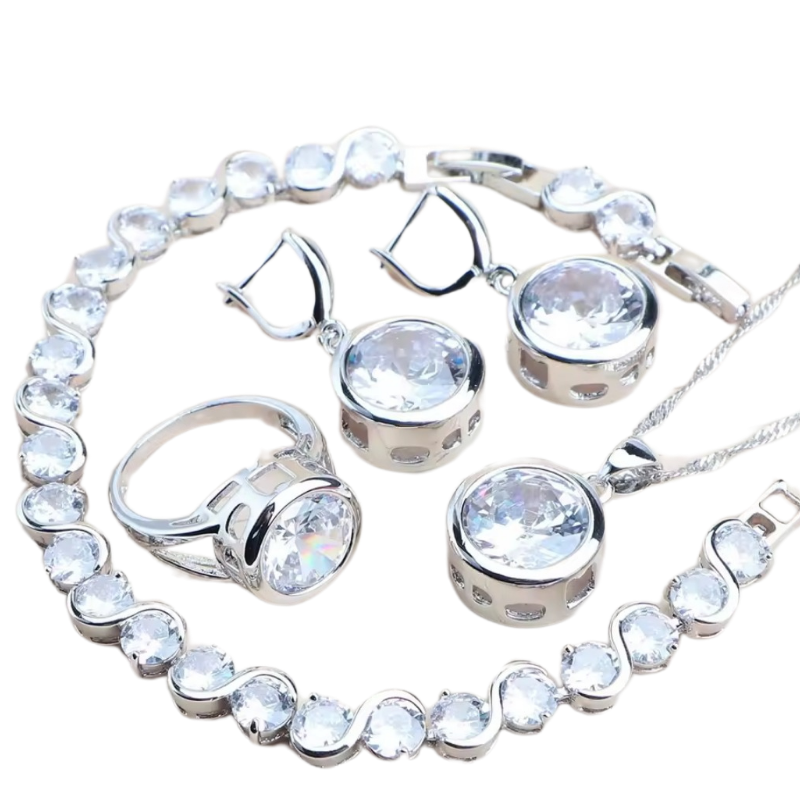 NEW SIM gemstone silver plated earrings, bracelet & ring, choice of colours