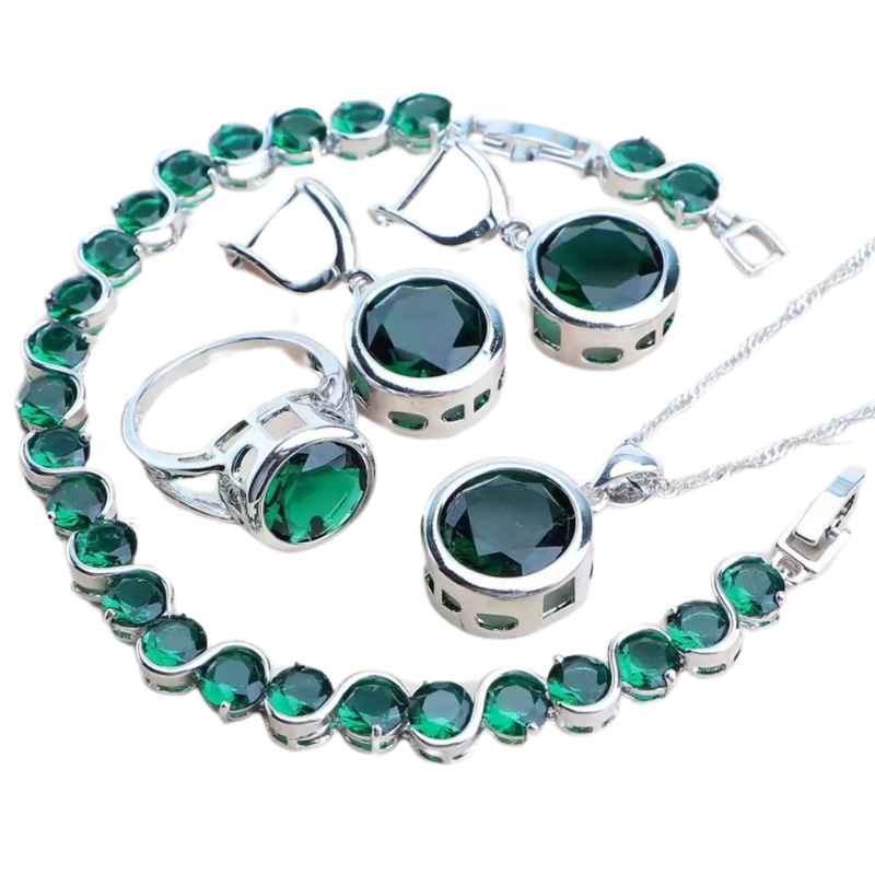 NEW SIM gemstone silver plated earrings, bracelet & ring, choice of colours