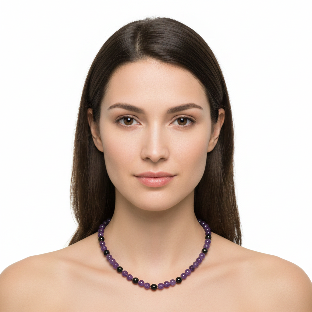 Malay jade & onyx stone necklace