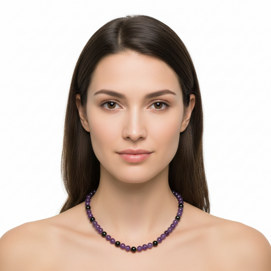 Malay jade & onyx stone necklace