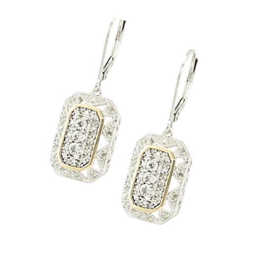 Art Deco silver CZ earrings, SS hooks, HIRE ONLY