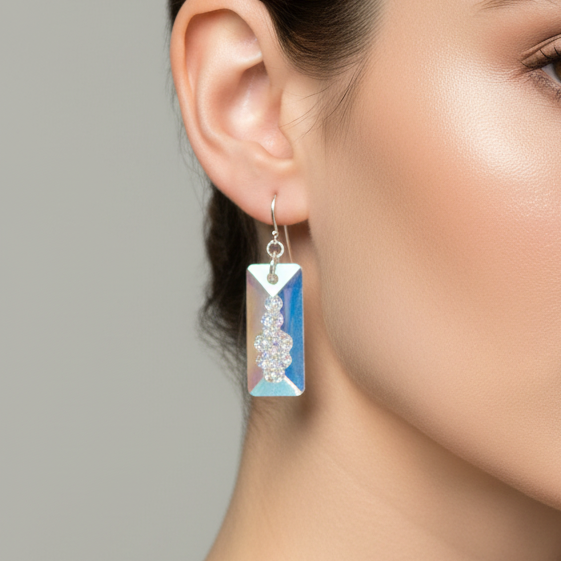 New Swarovski Growing Crystal Earrings-925 sterling silver-last pair
