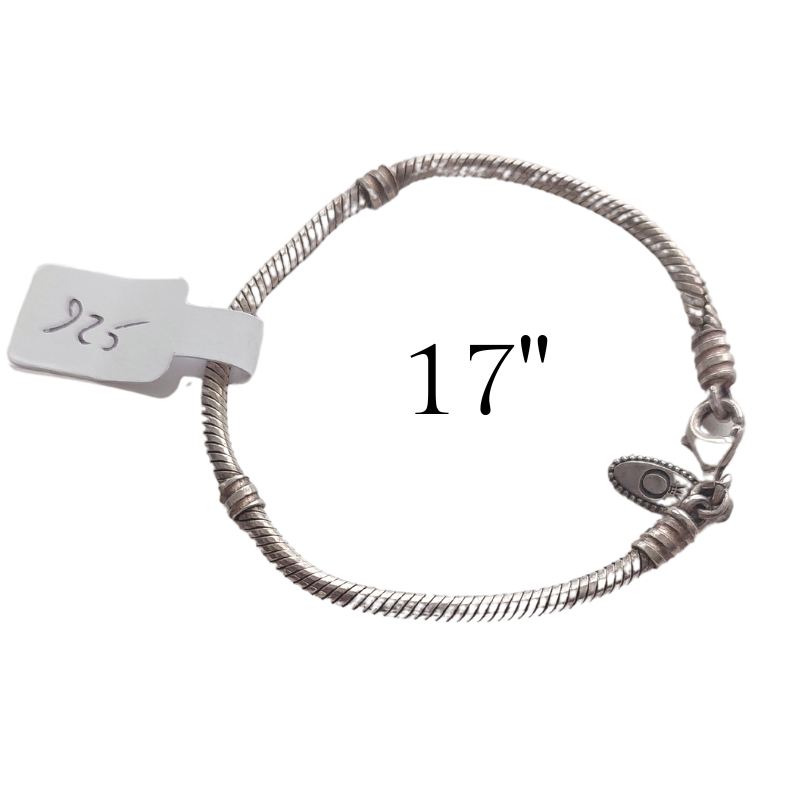 Sterling silver childs Pandora style bracelet-17"
