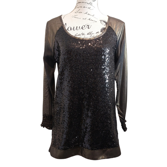 Augustine gold metallic chiffon top, size S 10-12