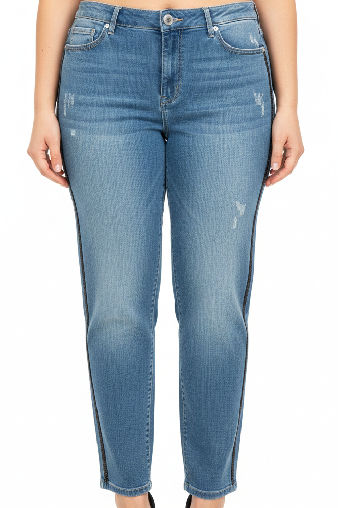 Classified blue/black bling side striped jeans, size 16