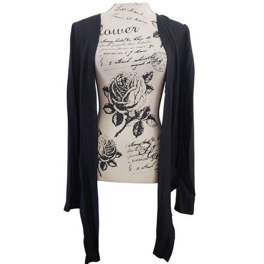 Annah S black mesh back shrug, size L, 14/16