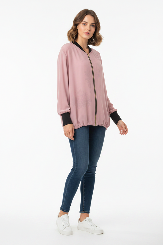 Repertoire dusky pink chiffon  top/jacket, size 16