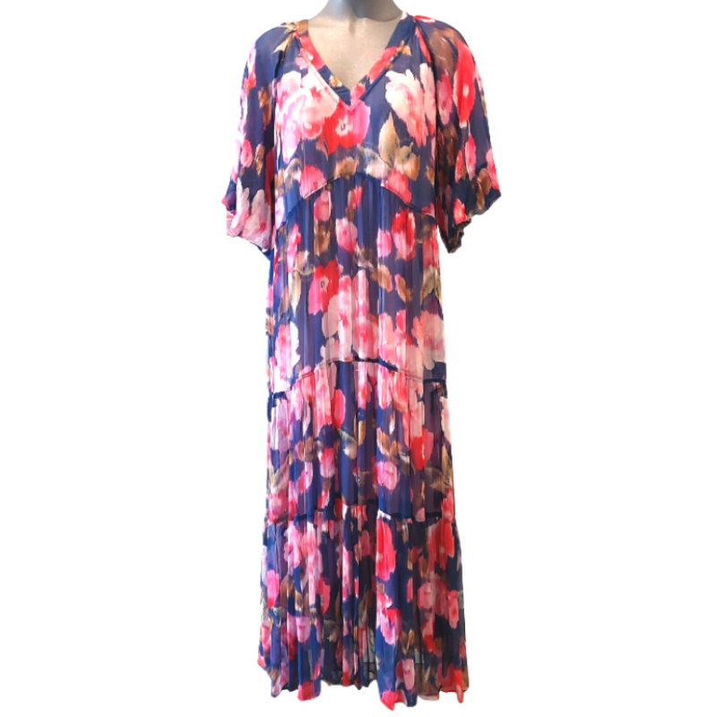 Loobies Story pink & blue floral dress, size 16-18 HIRE