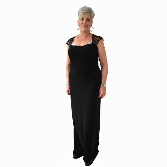 Ralph Lauren black formal/ ball dress, size 14-HIRE