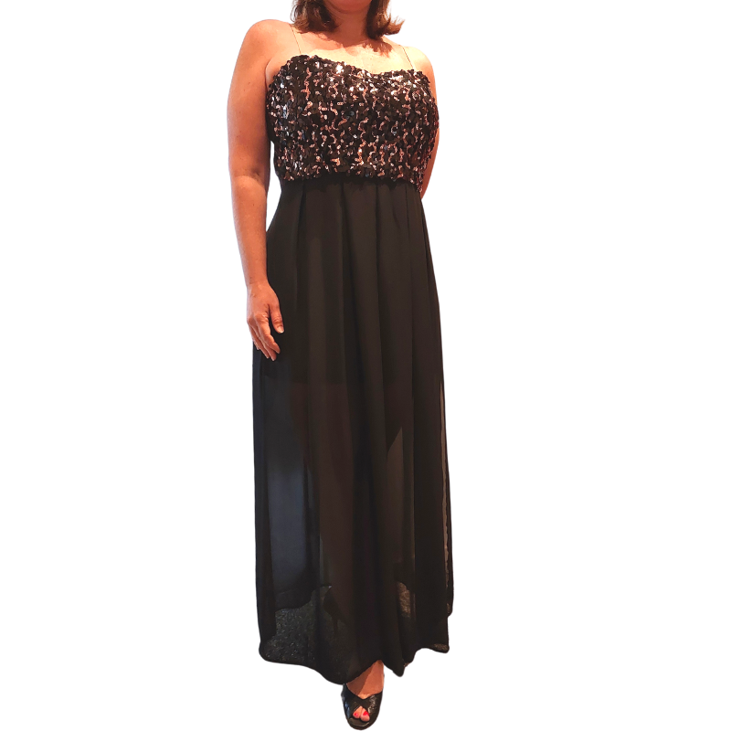 Black & rose gold sequin dress, size 12/14