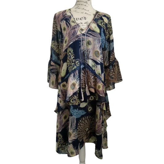 NEW Scope peacock print dress size 12-14, retail $229