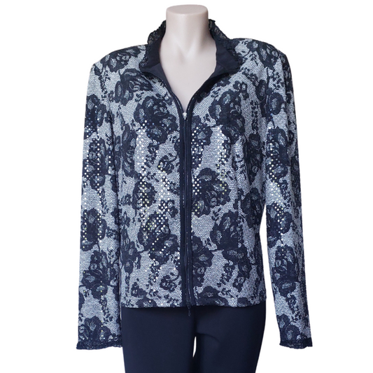 Joseph Ribkoff black floral sequin jacket, size 14