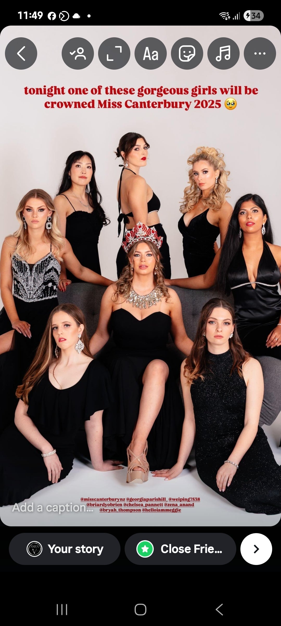 Black satin/ silver diamante formal / ball dress, size 12