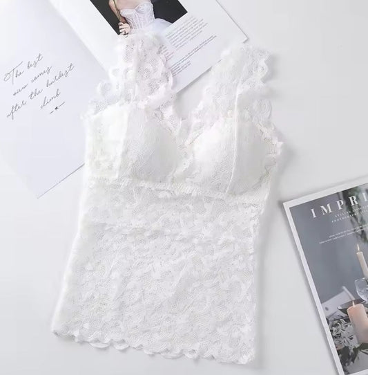 NEW white lace bralette/camisole, size 8-10-12