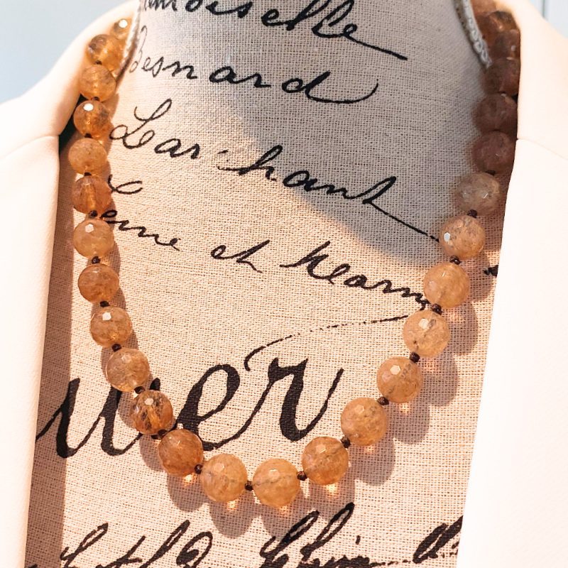 Faceted stone knotted necklace