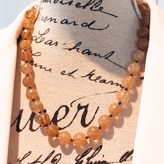 Faceted stone knotted necklace