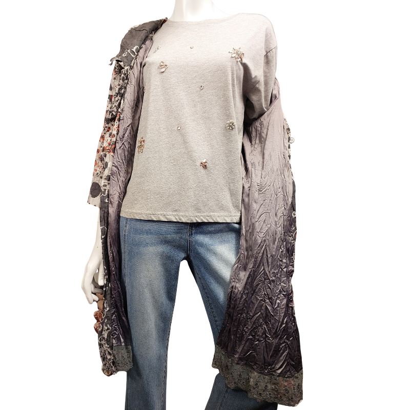 Artisan grey, ivory, melon coat size 14