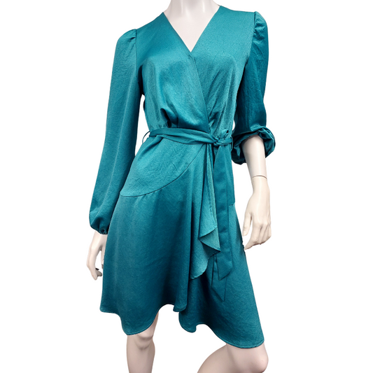 Et Alia teal satin silk mini dress-XS/8