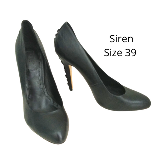 Siren black leather heels, size 39/8