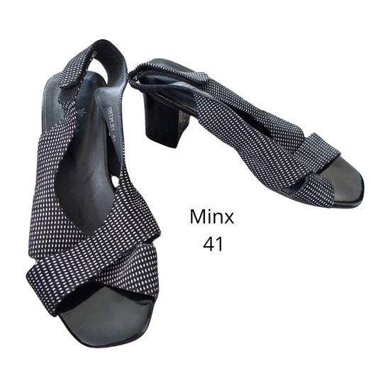 Minx black & white heels, size 10