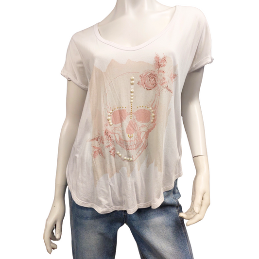 Decjuba white scull T/top size S, 10-12
