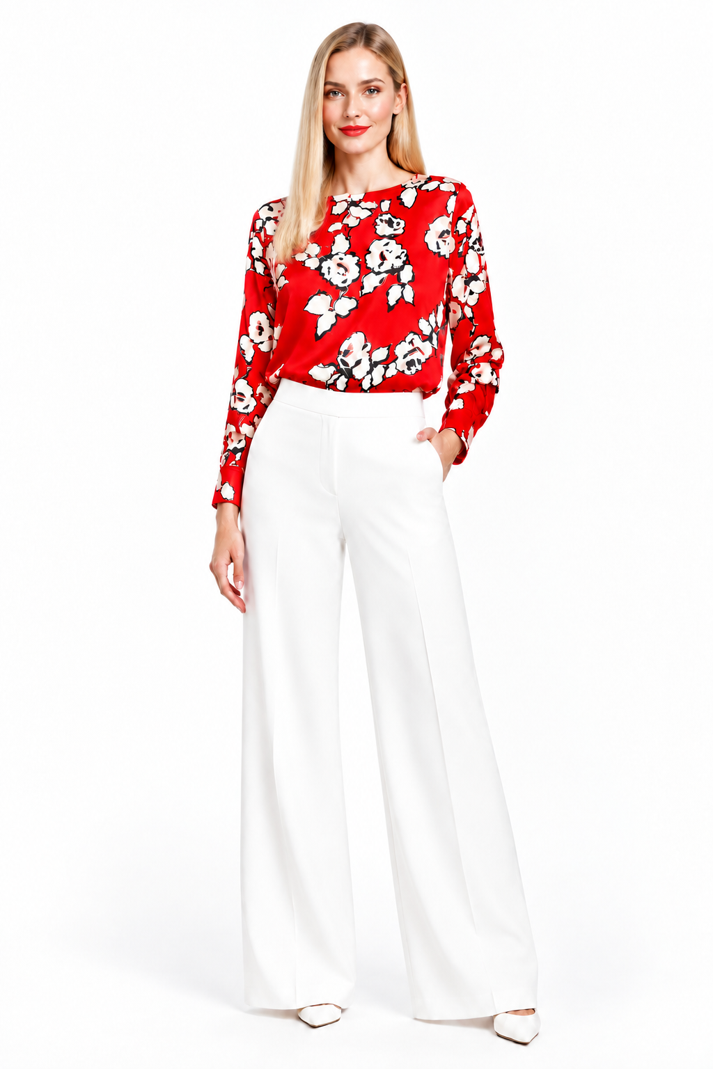 Zara red, back, white & top, size 10