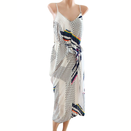 Moochi Ivory Asymmetrical Chiffon Dress, size 8