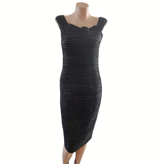 black rubber cocktail dress, size S 10