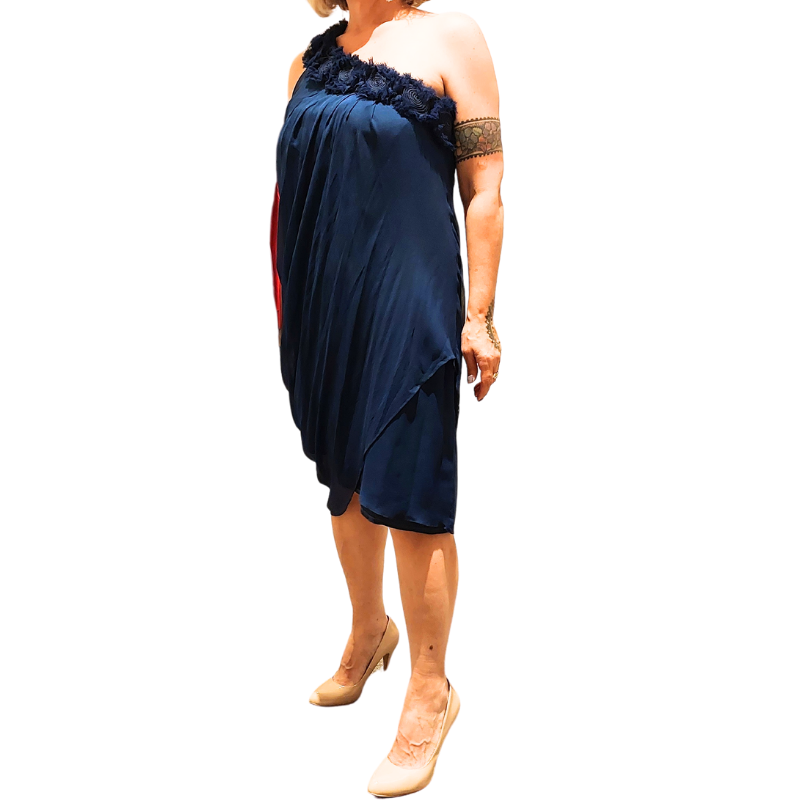 Augustine navy silk dress, size M/12