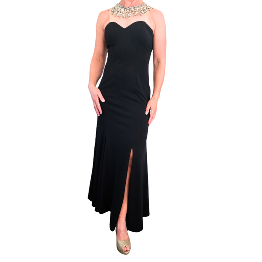 Beiyani black beaded formal/ball dress-size 12-HIRE