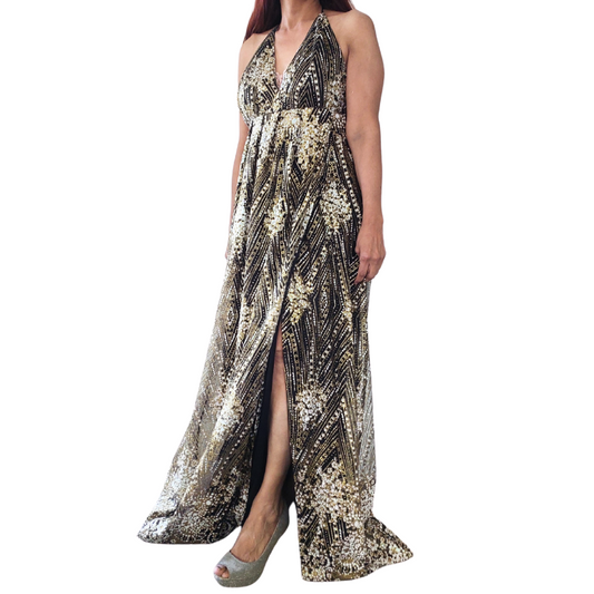 Hello Molly gold formal /ball dress, size 12-HIRE