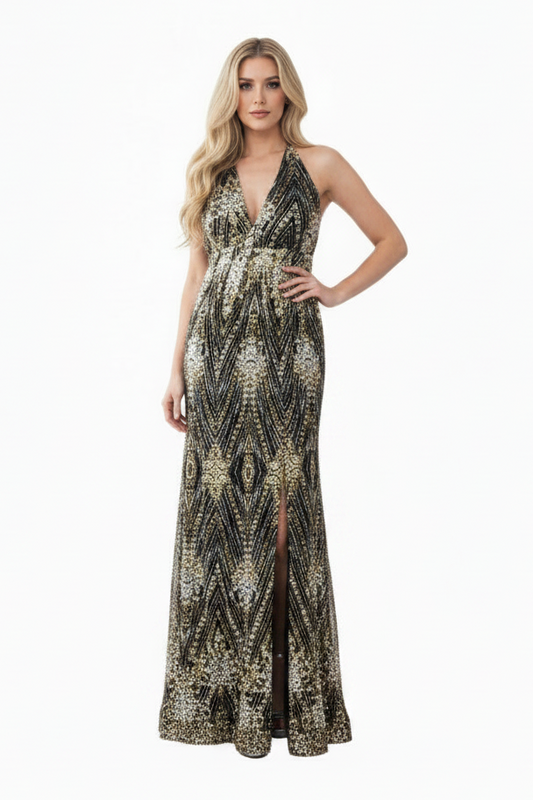 HIRE-Hello Molly black & gold formal /ball dress, size 12