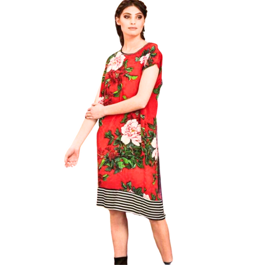 Curate You Shift Me red floral dress, size S, 10-12