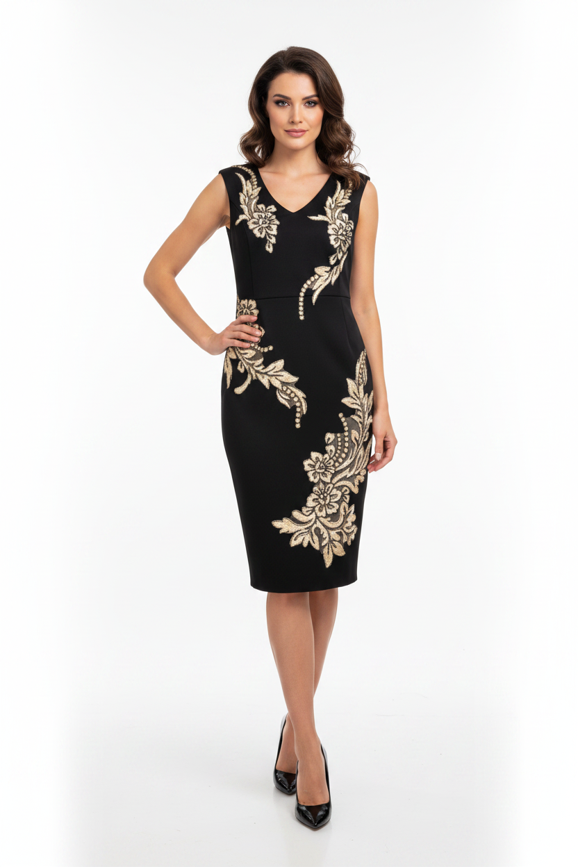 Phase Eight black /gold cocktail dress, size 12
