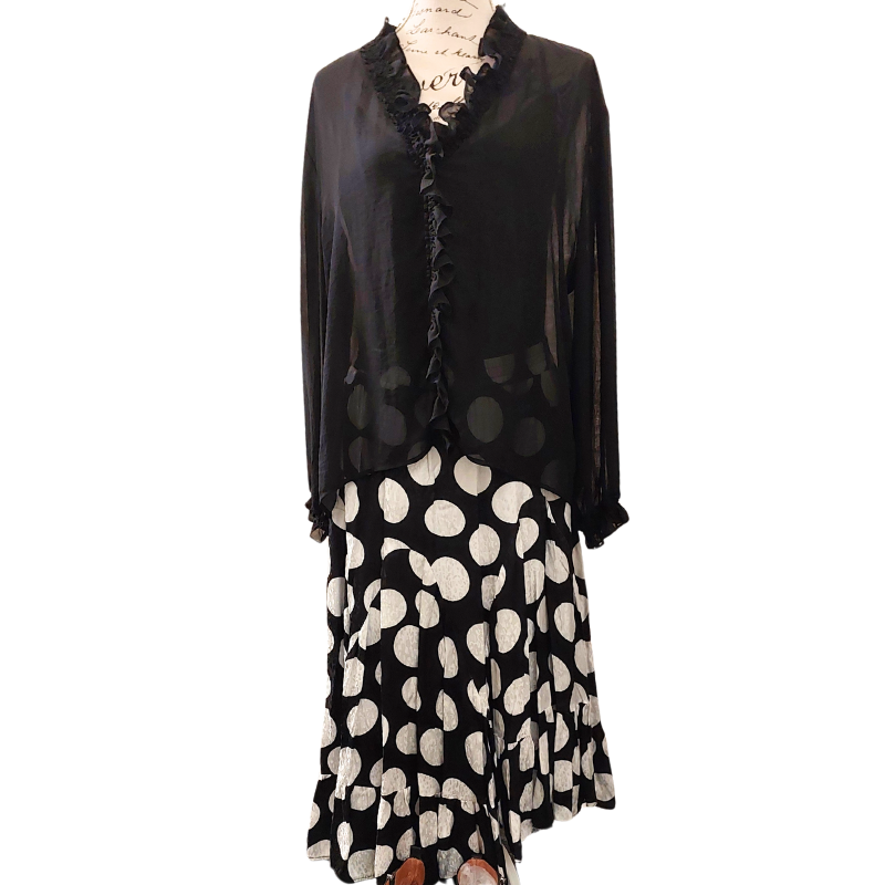Moochi black chiffon top, size 14