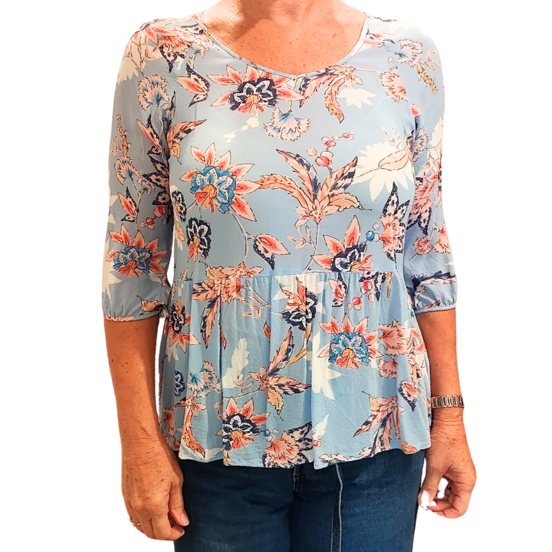 Loobies Story blue floral top size 10