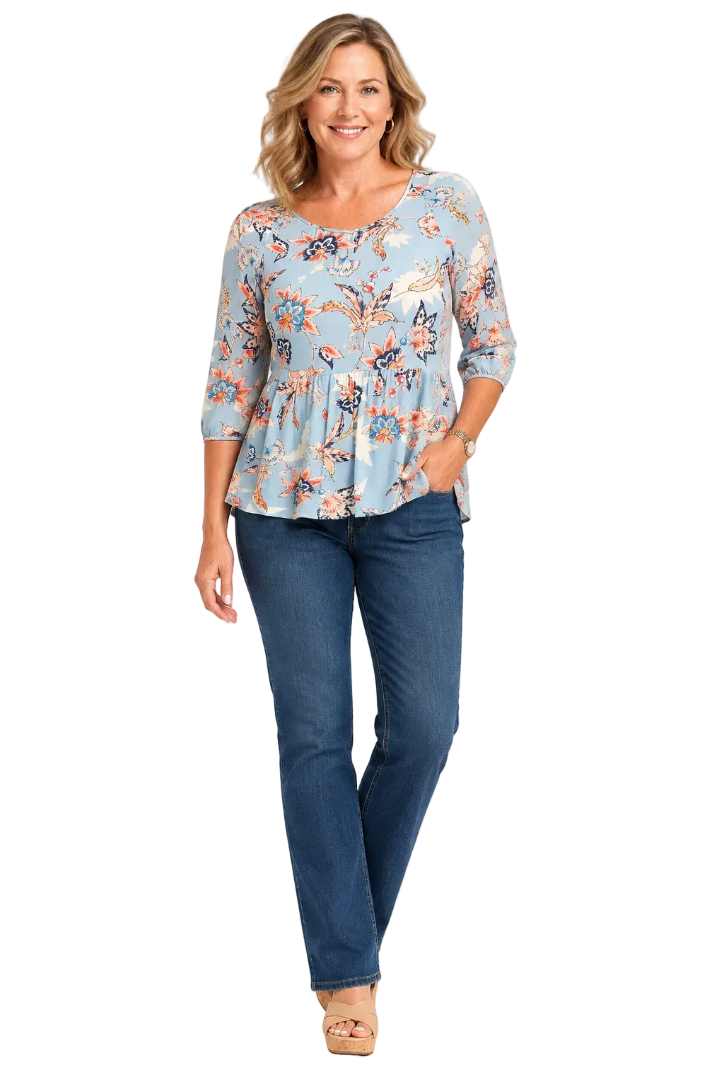 Loobies Story blue floral top size 10