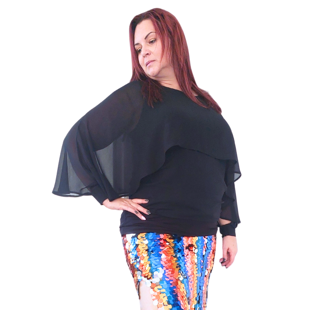 Soyaconcept black layered top, size XL/18