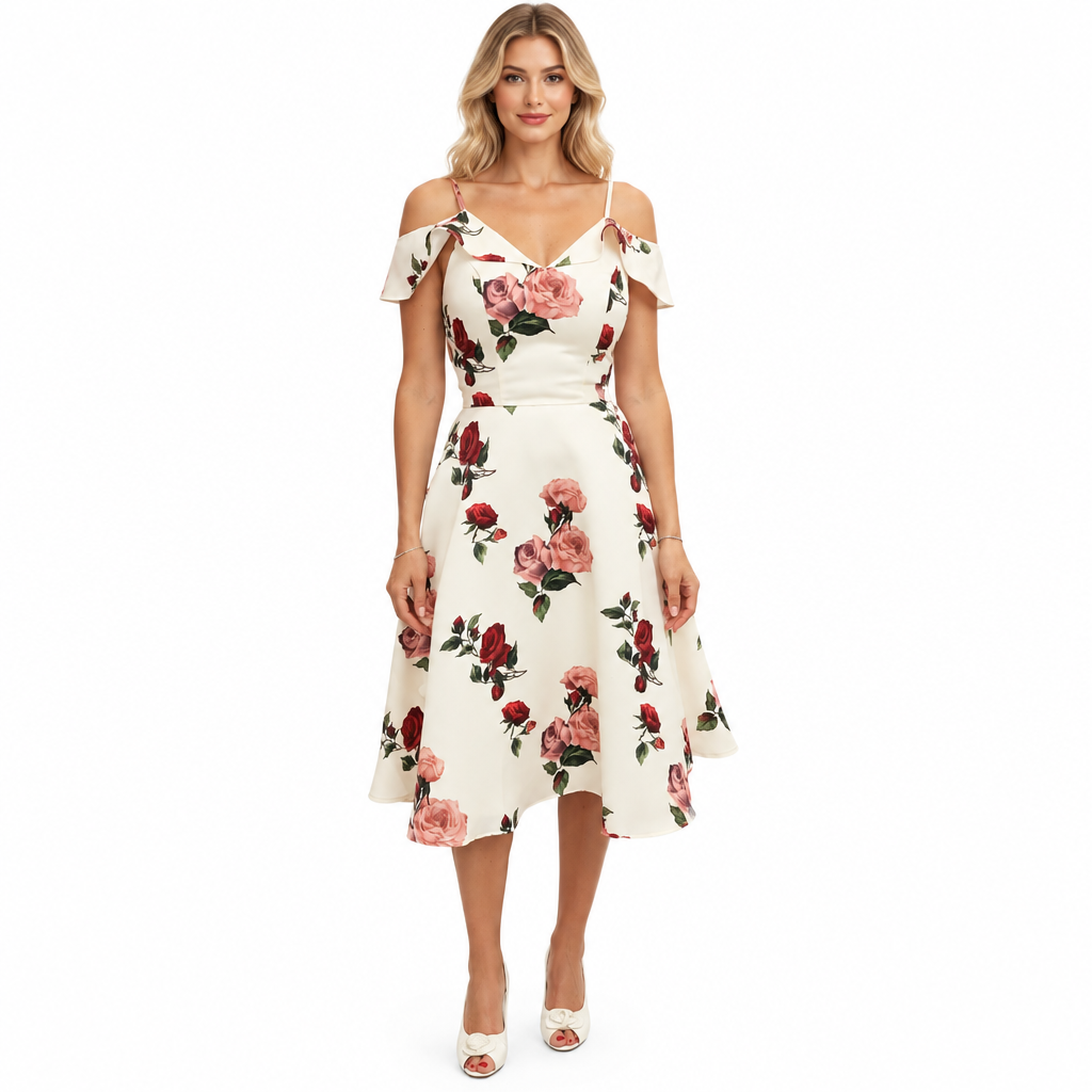 Chi Chi London ivory floral dress, size 6