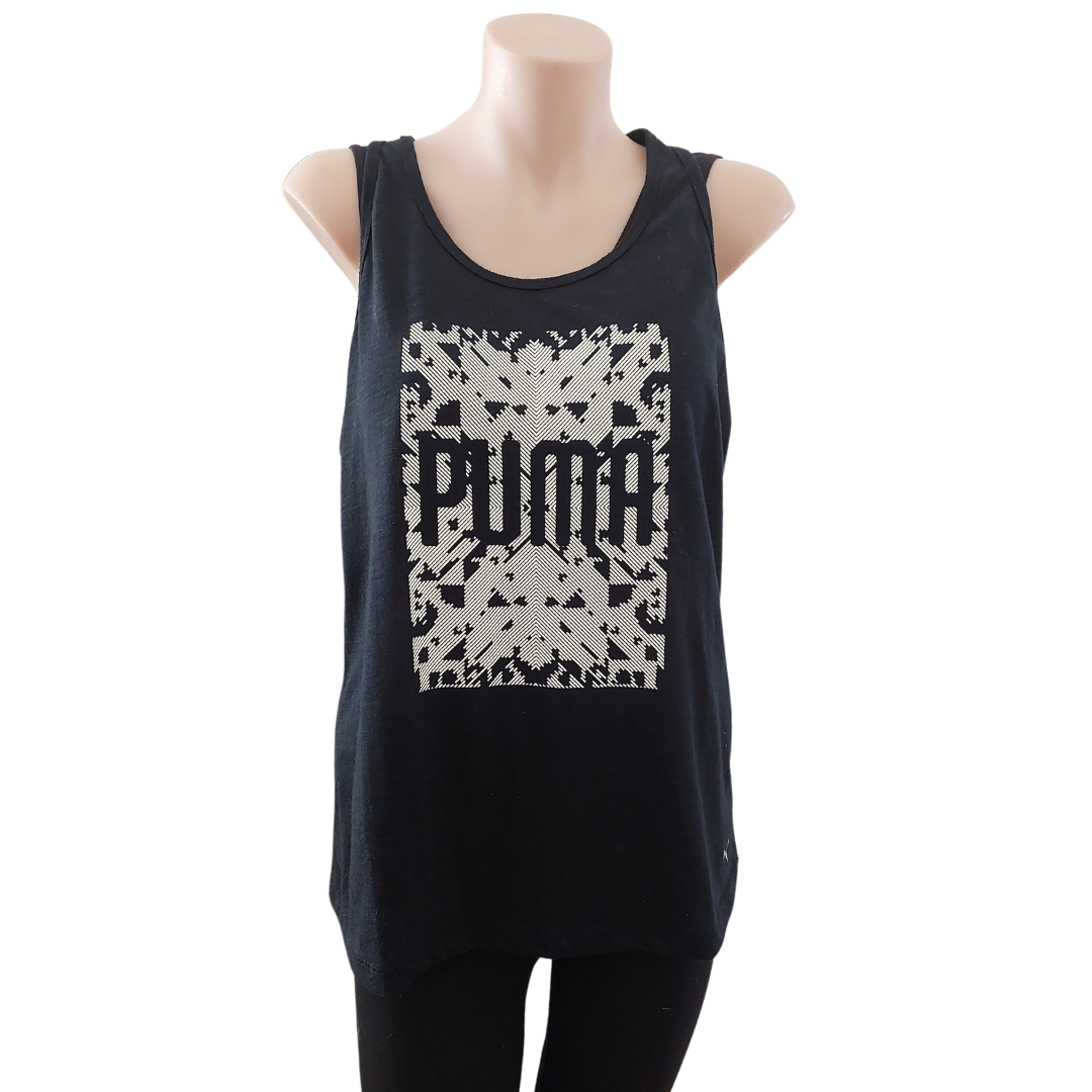 Puma black sports singlet,  size 10
