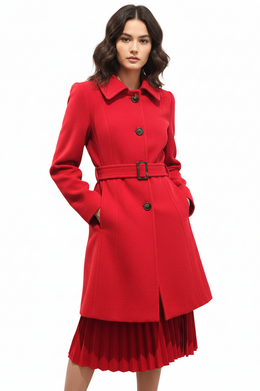 Anne Klein red wool coat, size 8-fits 8-10