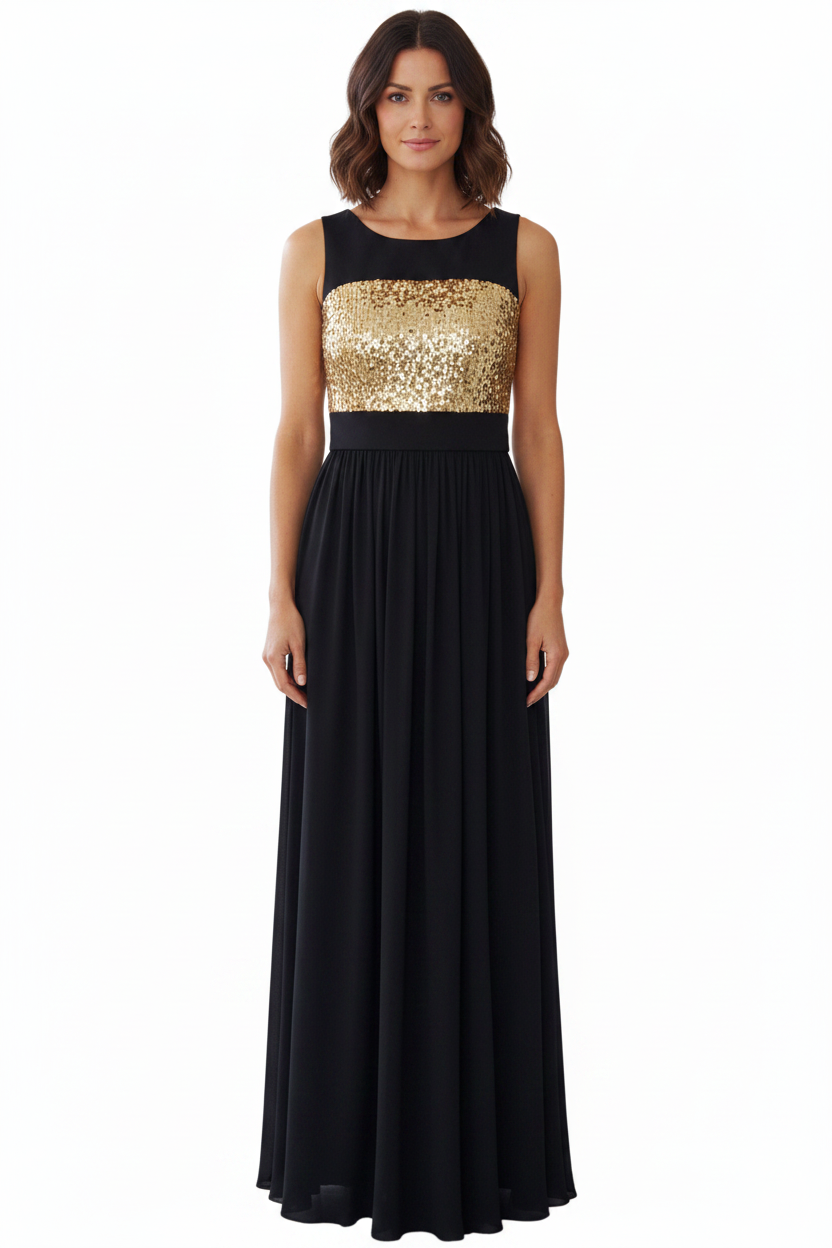 Black & gold sequin formal/ball dress, size 8-10