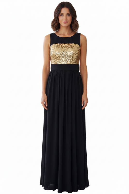 Black & gold sequin formal/ball dress, size 8-10
