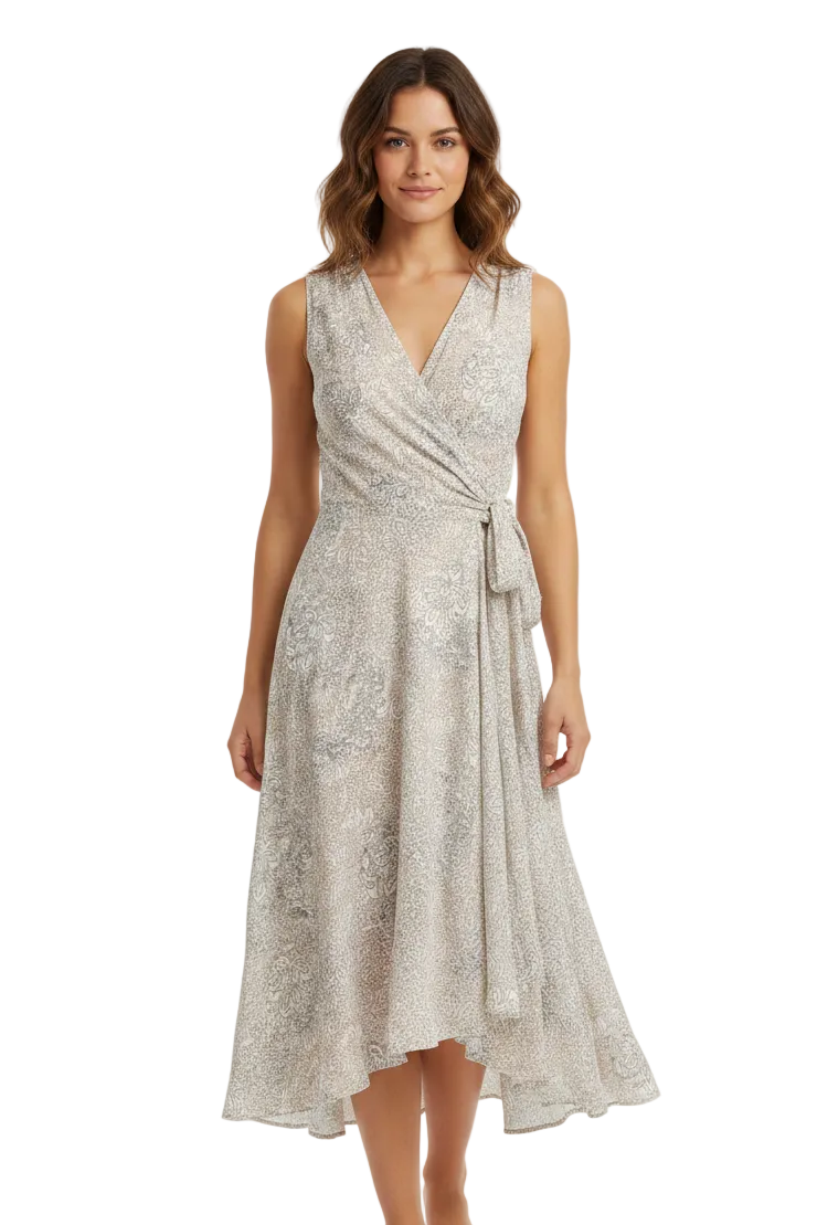 Obi white, beige & black formal dress, size 14