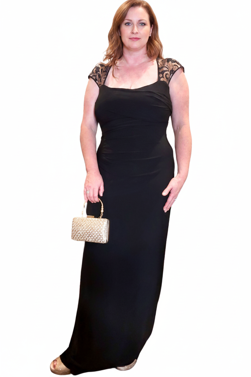 Ralph Lauren black formal/ ball dress, size 14-HIRE