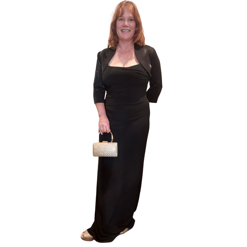 Ralph Lauren black formal/ ball dress, size 14-HIRE