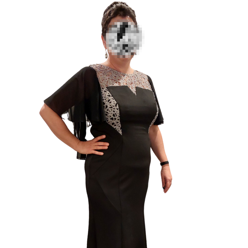 'Outrage' black formal/ball dress, 12/14, Retail $699, HIRE