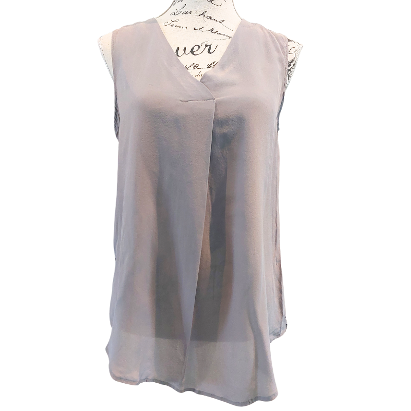 Lemon Tree grey silk top,  size 10